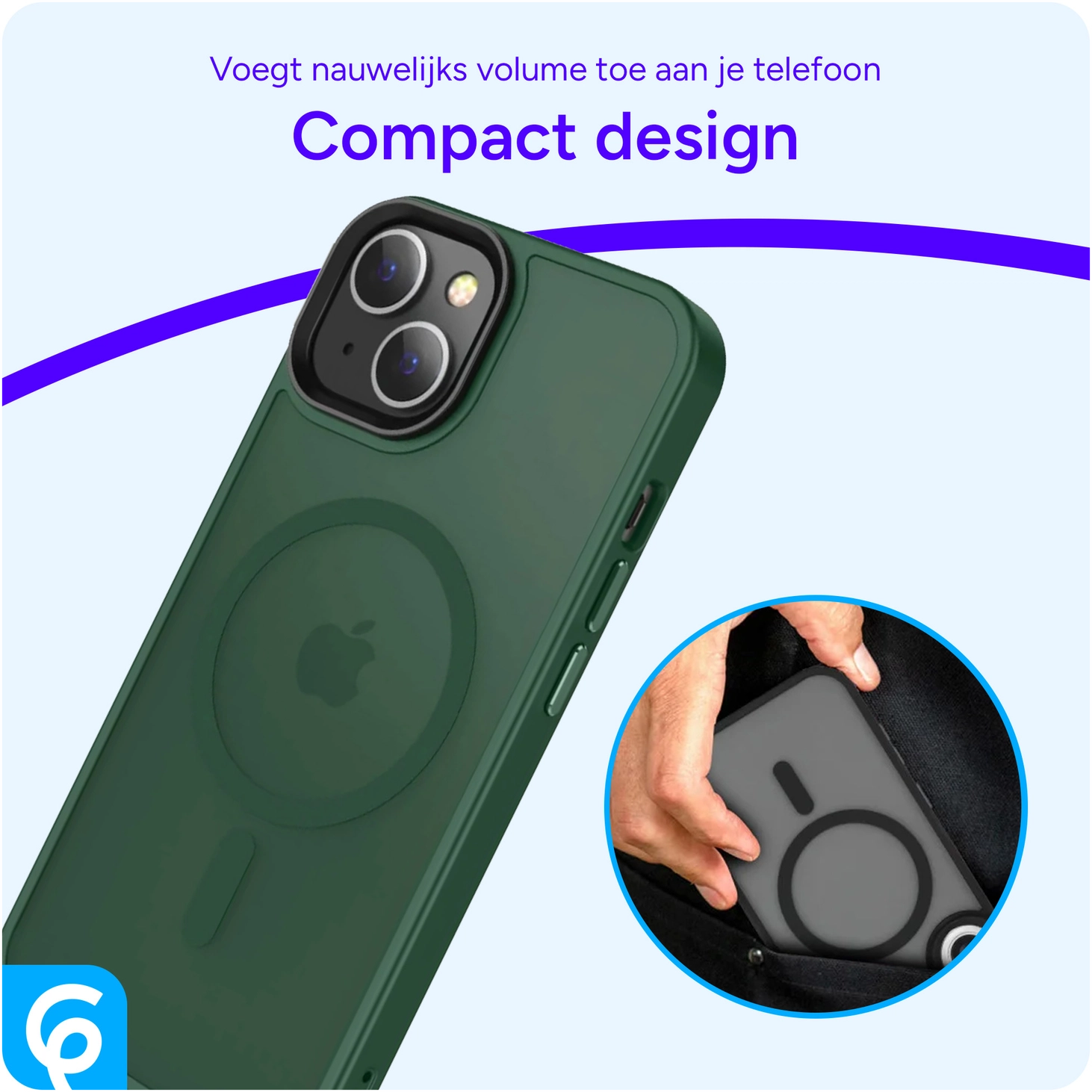 Apple iPhone 15 Hoesje met MagSafe Back Cover Matte Donkergroen afbeelding 10