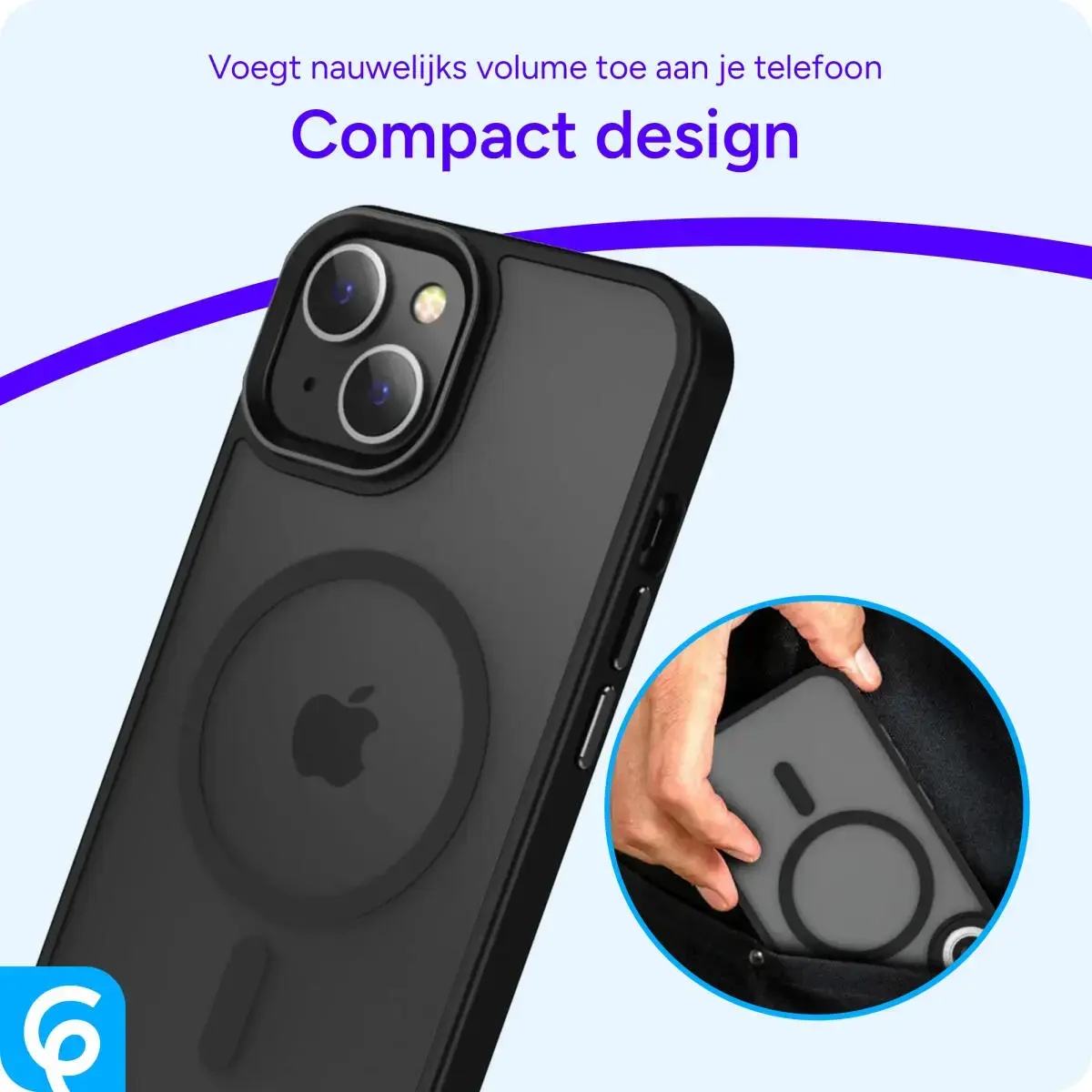 Apple iPhone 15 Plus Hoesje met MagSafe Back Cover Matte Zwart afbeelding 7