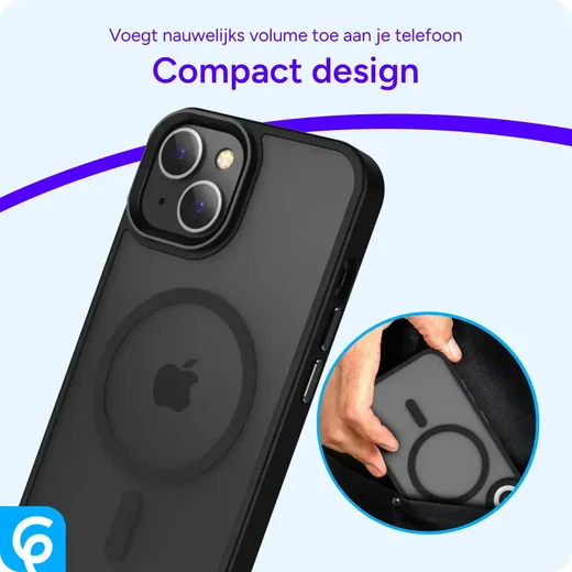 Apple iPhone 15 Plus Hoesje met MagSafe Back Cover Matte Zwart afbeelding 7