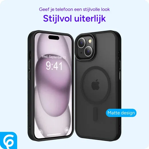 Apple iPhone 15 Plus Hoesje met MagSafe Back Cover Matte Zwart afbeelding 8