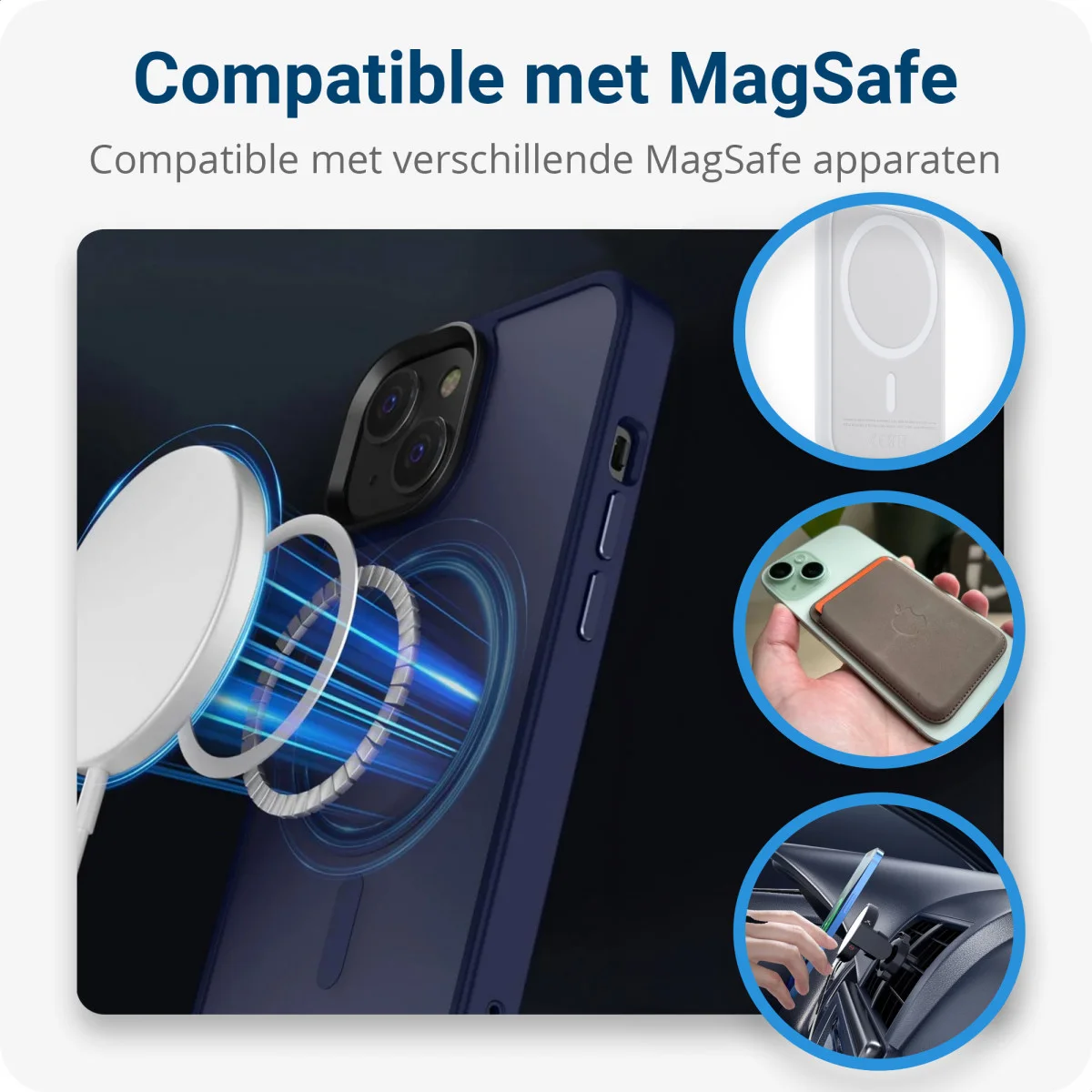 Apple iPhone 15 Plus Hoesje met MagSafe Back Cover Matte Donkerblauw afbeelding 2