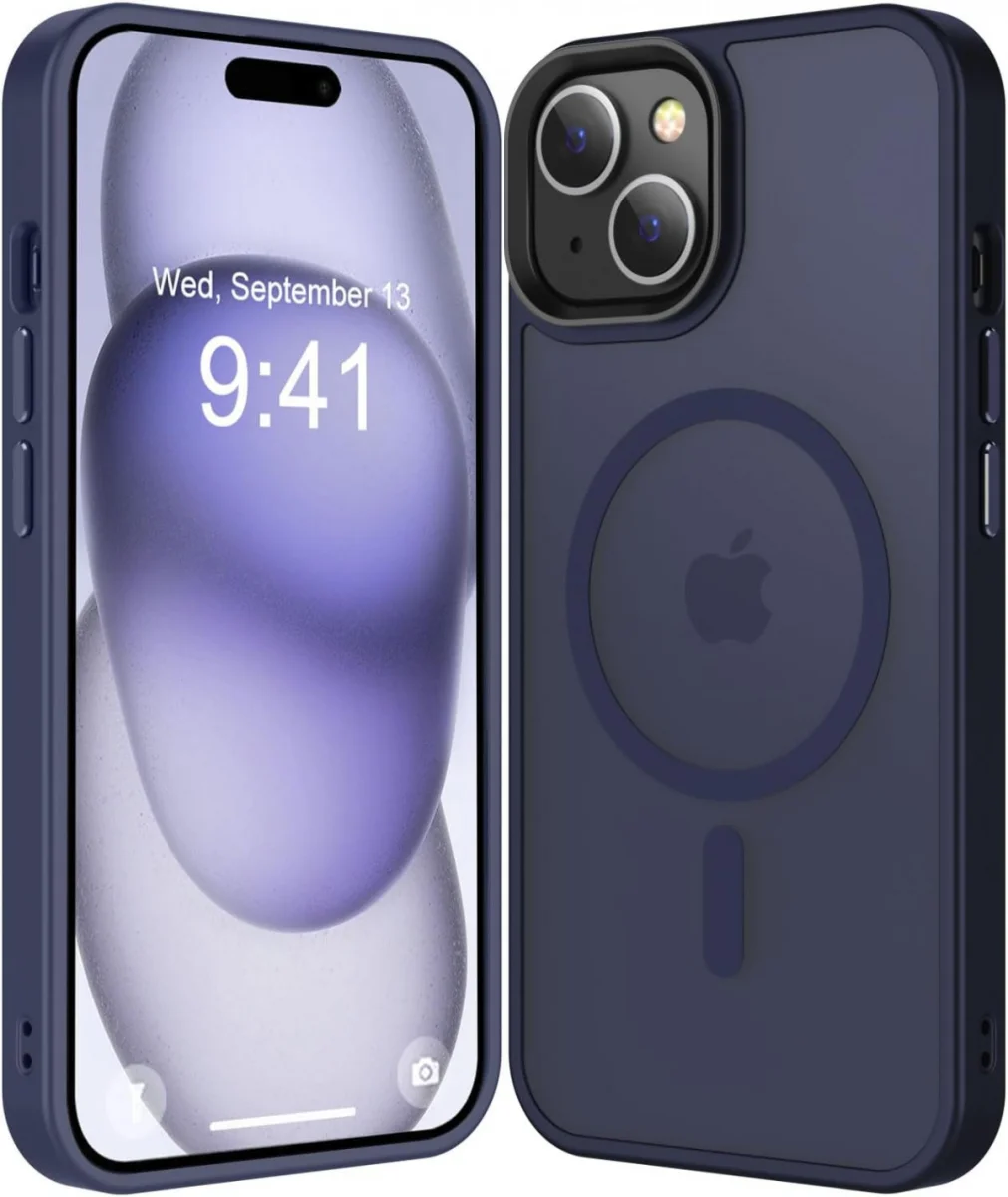 Apple iPhone 15 Plus Hoesje met MagSafe Back Cover Matte Donkerblauw afbeelding 1