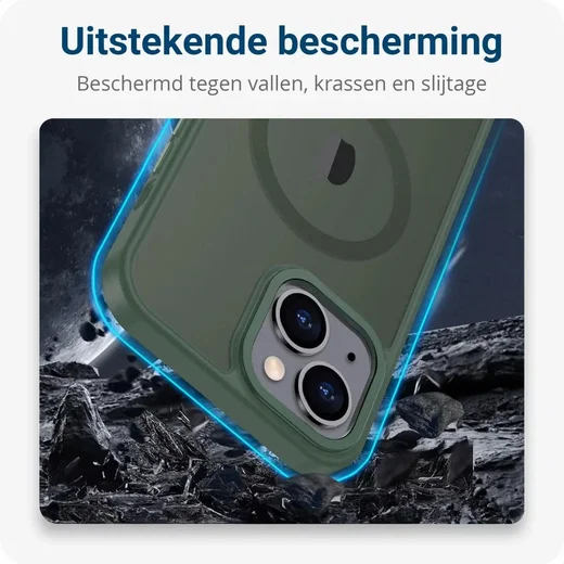 Apple iPhone 15 Plus Hoesje met MagSafe Back Cover Matte Donkergroen afbeelding 7