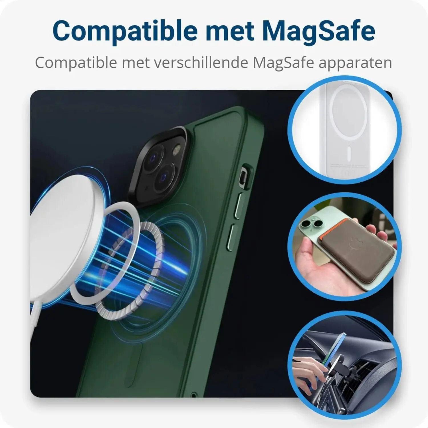 Apple iPhone 15 Plus Hoesje met MagSafe Back Cover Matte Donkergroen afbeelding 2