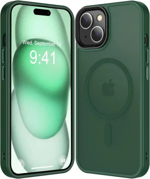Apple iPhone 15 Plus Hoesje met MagSafe Back Cover Matte Donkergroen