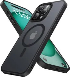 Apple iPhone 15 Pro Hoesje met MagSafe Back Cover Matte Zwart afbeelding