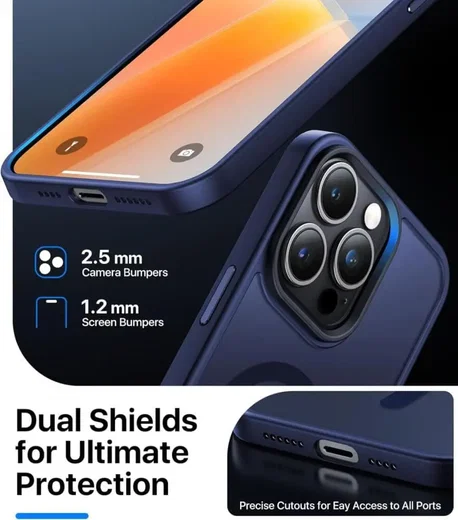 Apple iPhone 15 Pro Hoesje met MagSafe Back Cover Matte Donkerblauw afbeelding 11