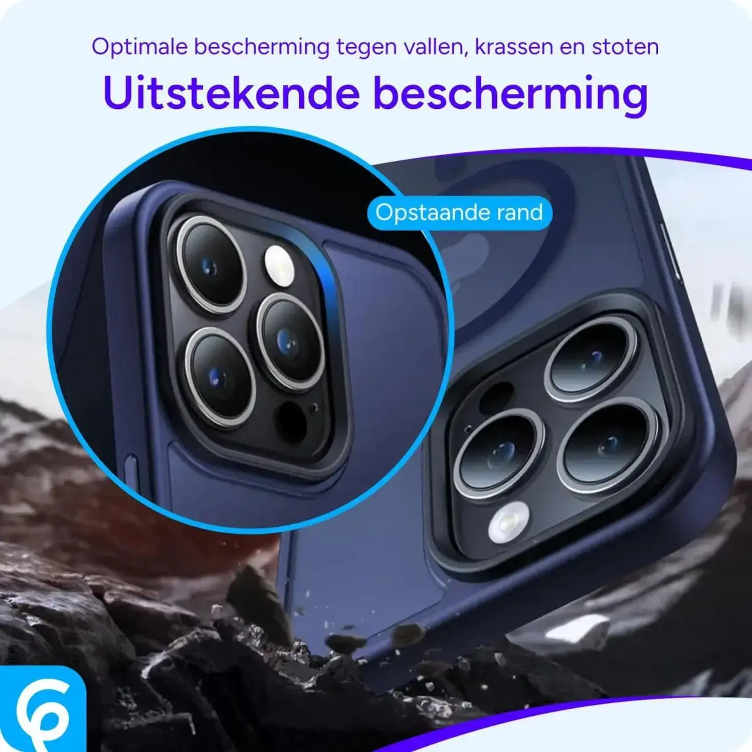 Apple iPhone 15 Pro Hoesje met MagSafe Back Cover Matte Donkerblauw afbeelding 7