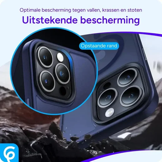 Apple iPhone 15 Pro Hoesje met MagSafe Back Cover Matte Donkerblauw afbeelding 7