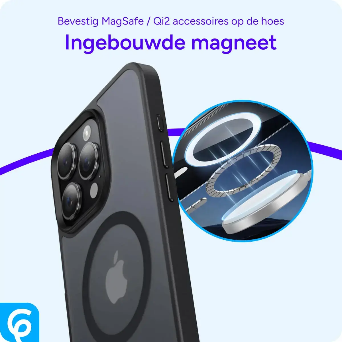 iPhone 15 Pro Max Hoesje met MagSafe Back Cover Matte Zwart afbeelding 7
