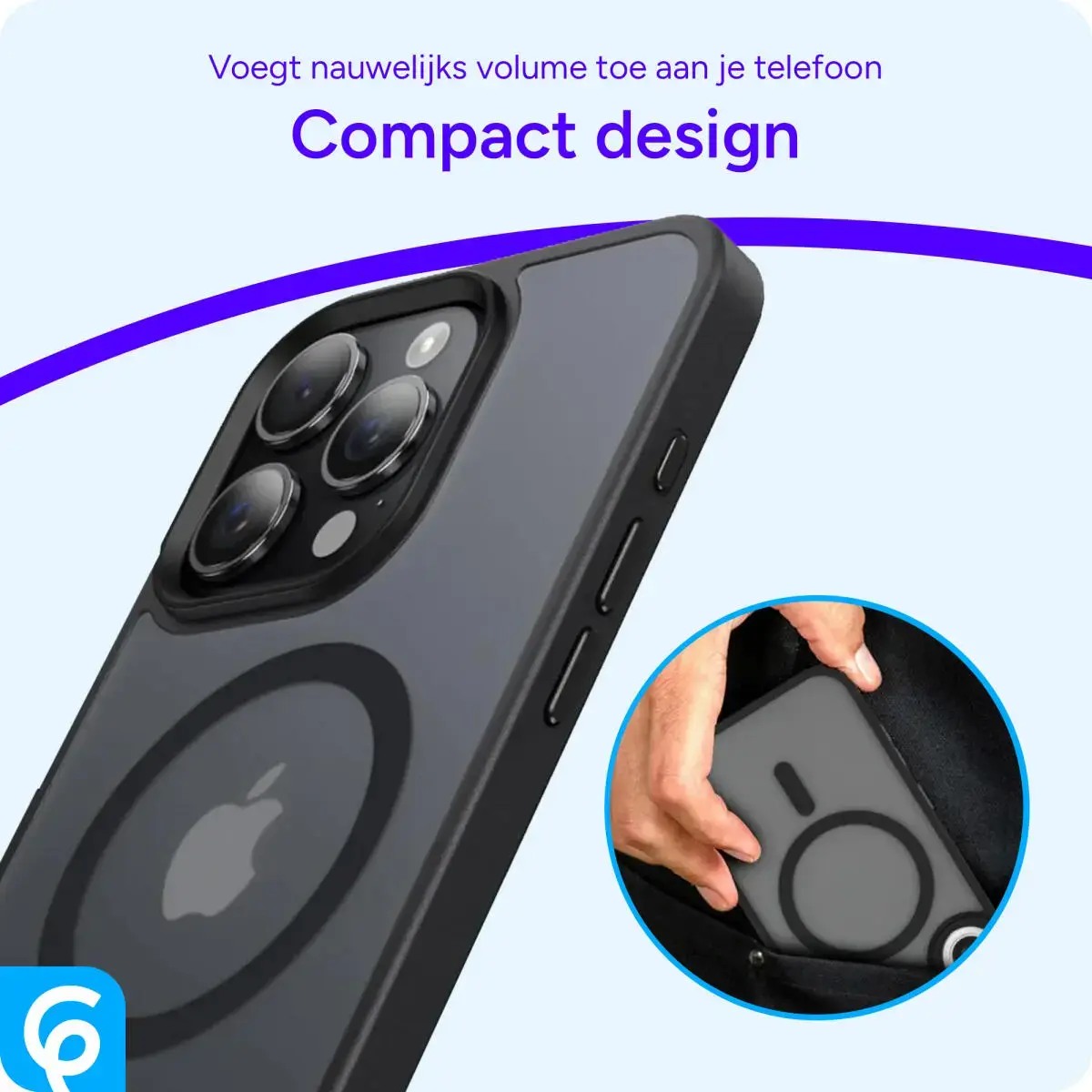 iPhone 15 Pro Max Hoesje met MagSafe Back Cover Matte Zwart afbeelding 8