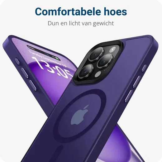 Apple iPhone 15 Pro Max Hoesje met MagSafe Back Cover Matte Paars afbeelding 7