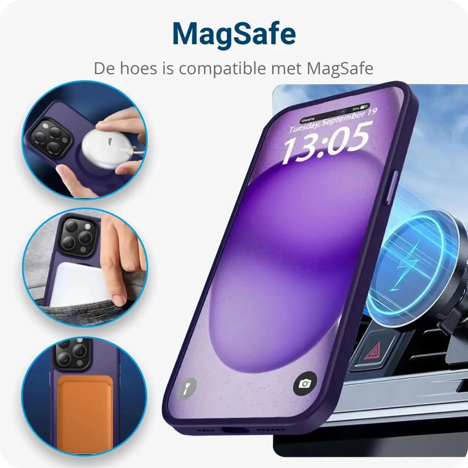 Apple iPhone 15 Pro Max Hoesje met MagSafe Back Cover Matte Paars afbeelding 8