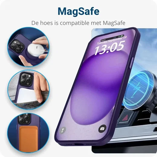Apple iPhone 15 Pro Max Hoesje met MagSafe Back Cover Matte Paars afbeelding 8