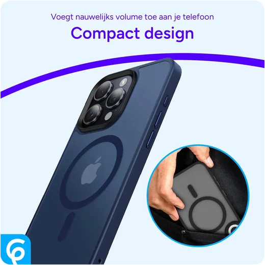 Apple iPhone 15 Pro Max Hoesje met MagSafe Back Cover Matte Donkerblauw afbeelding 8