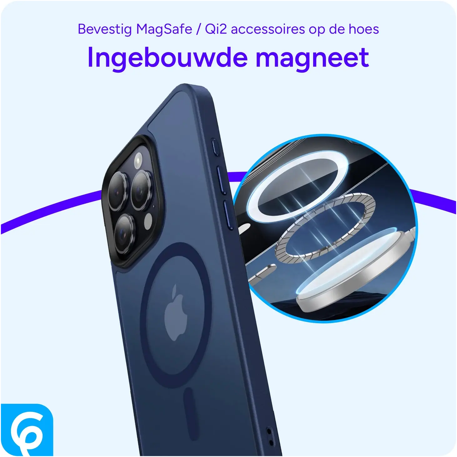 Apple iPhone 15 Pro Max Hoesje met MagSafe Back Cover Matte Donkerblauw afbeelding 7