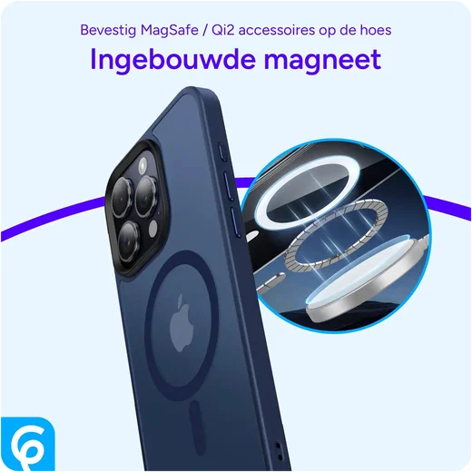 Apple iPhone 15 Pro Max Hoesje met MagSafe Back Cover Matte Donkerblauw afbeelding 7