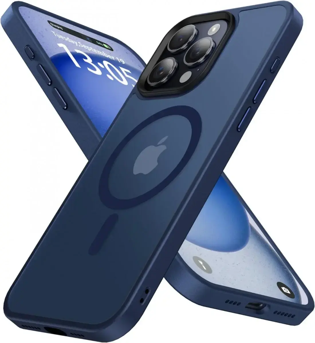 Apple iPhone 15 Pro Max Hoesje met MagSafe Back Cover Matte Donkerblauw afbeelding 1