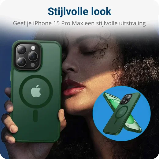Apple iPhone 15 Pro Max Hoesje met MagSafe Back Cover Matte Donkergroen afbeelding 2