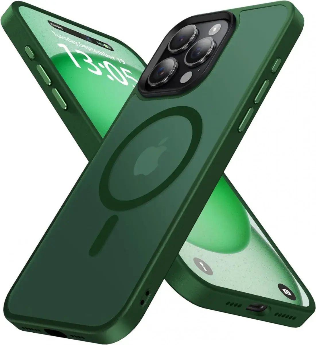 Apple iPhone 15 Pro Max Hoesje met MagSafe Back Cover Matte Donkergroen afbeelding 1