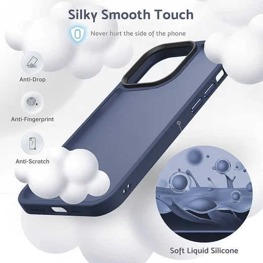 Apple iPhone 14 Pro Hoesje Back Cover Matte Donkerblauw afbeelding 3
