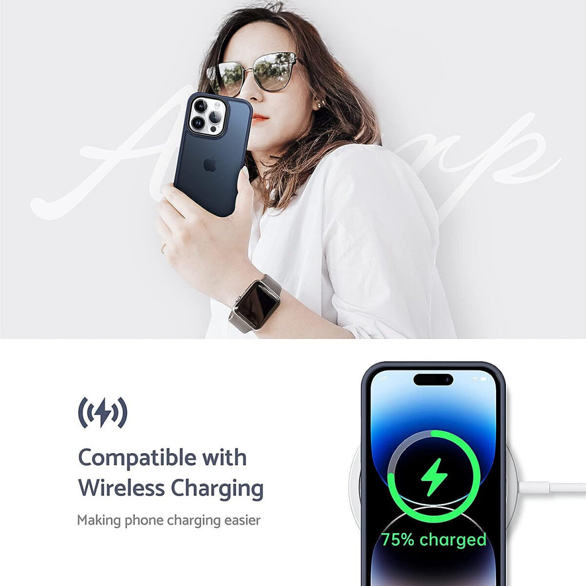 Apple iPhone 14 Pro Max Hoesje Back Cover Matte Donkerblauw afbeelding 5