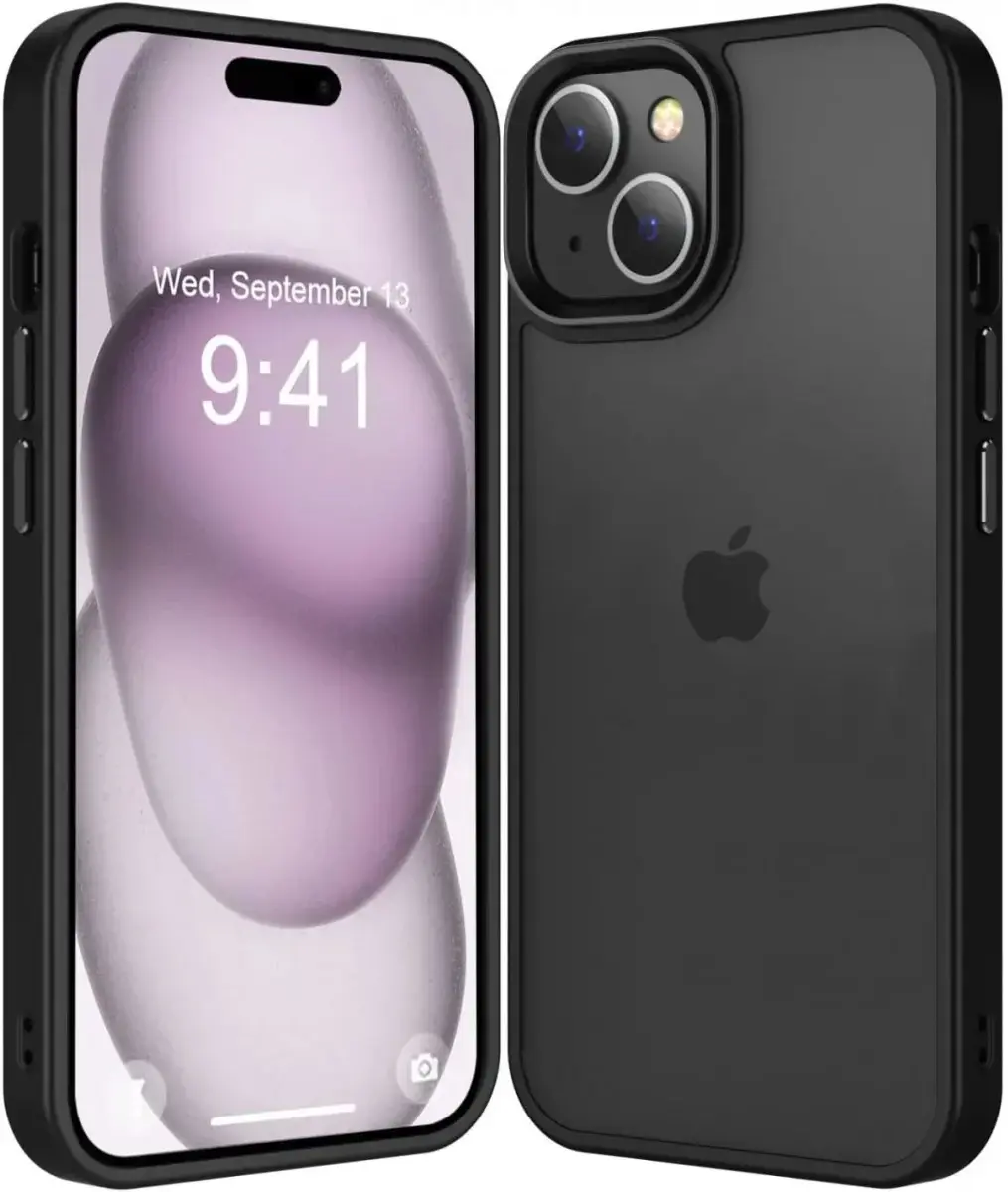 Apple iPhone 15 Hoesje Back Cover Matte Zwart afbeelding 1