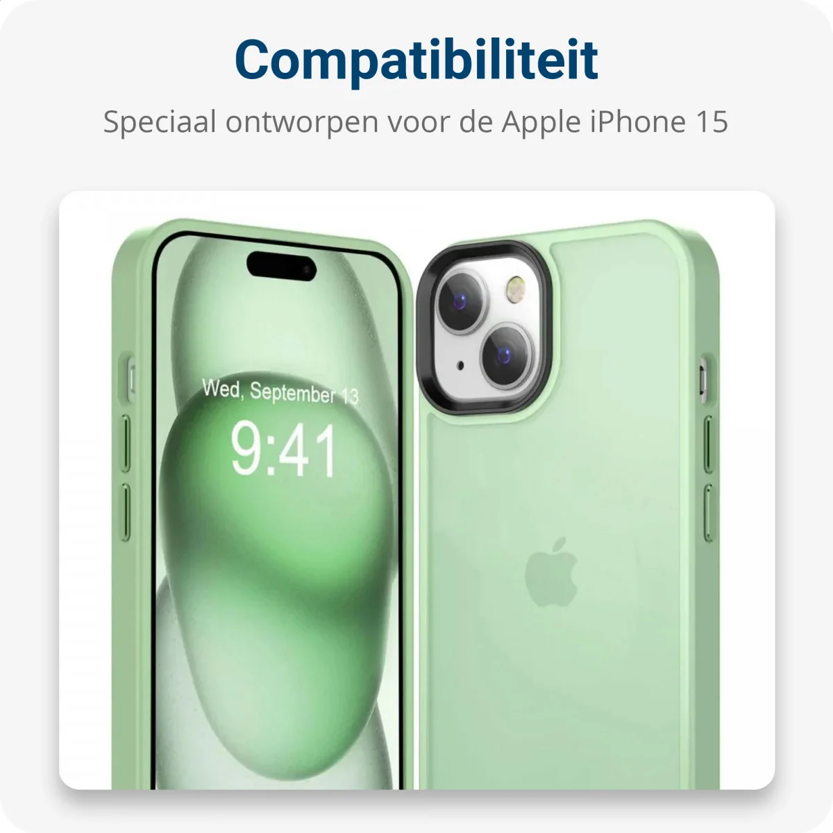 Apple iPhone 15 Hoesje Back Cover Matte Groen afbeelding 4