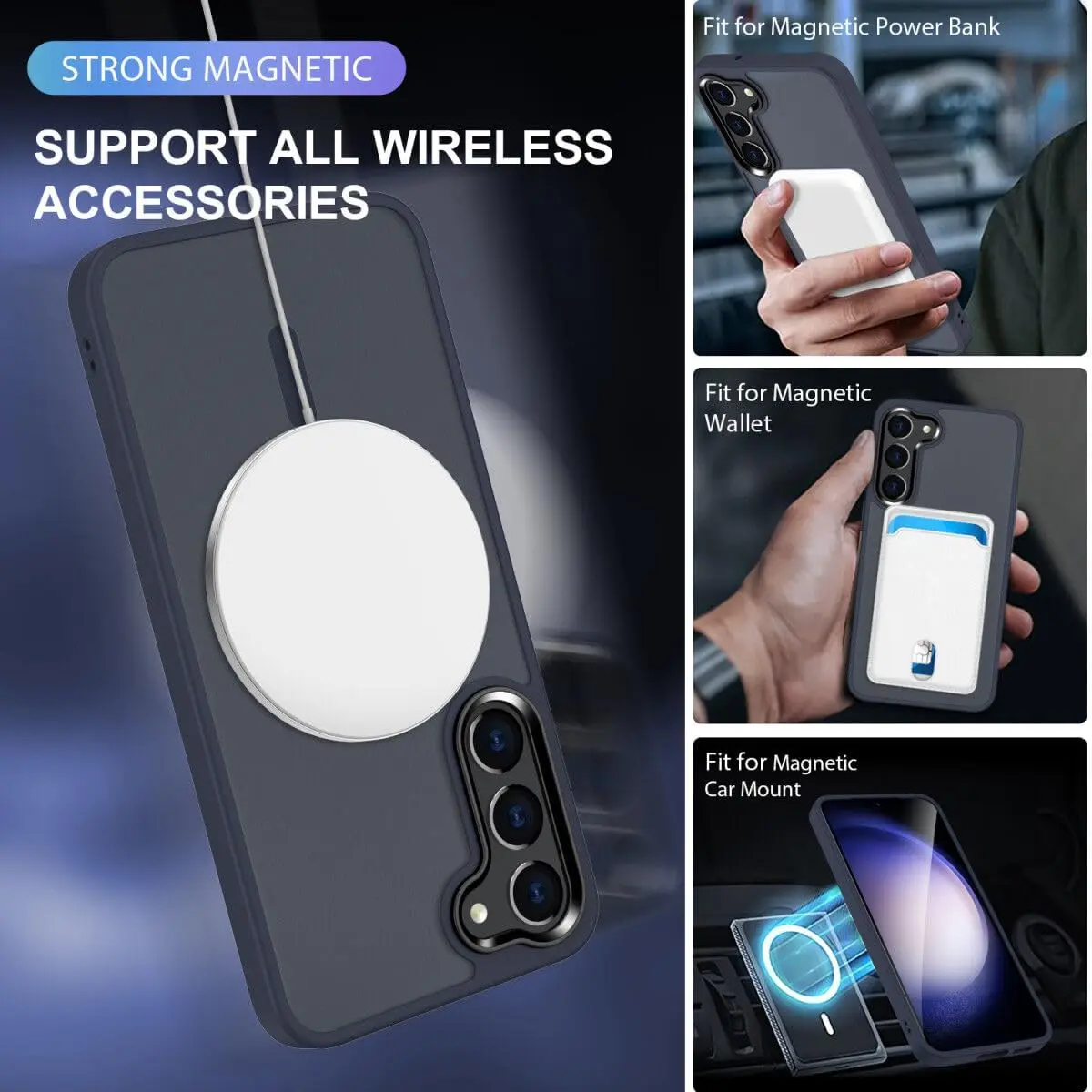 Samsung Galaxy S23 Hoesje met MagSafe Back Cover Matte Donkerblauw afbeelding 2