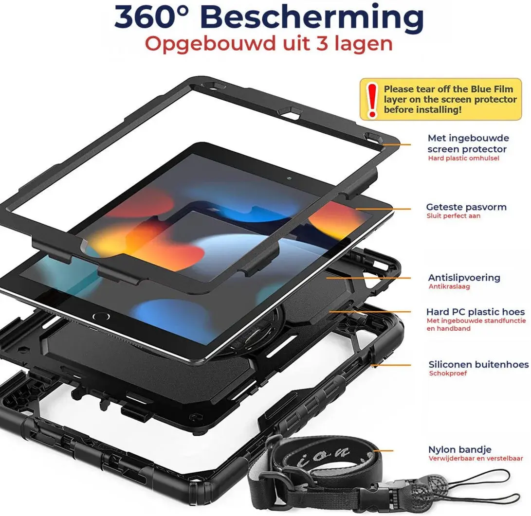 Samsung Galaxy Tab A8 Hoes met Screen Protector en Handriem Blauw afbeelding 4