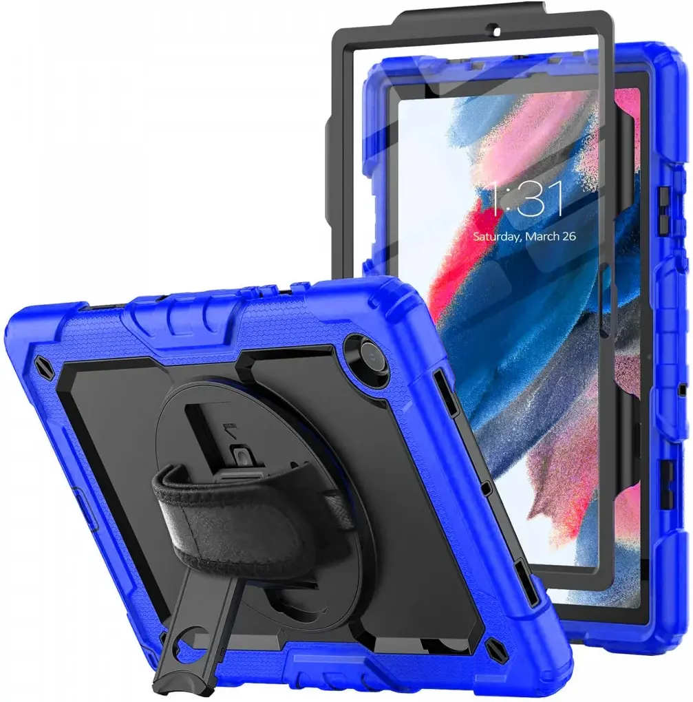 Samsung Galaxy Tab A8 Hoes met Screen Protector en Handriem Blauw afbeelding 1