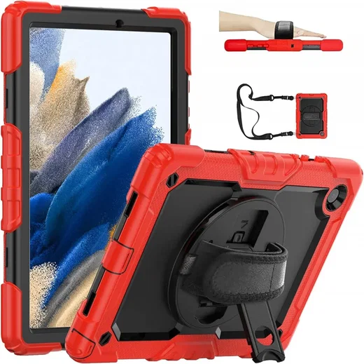 Samsung Galaxy Tab A8 Hoes met Screen Protector en Handriem Rood afbeelding 9