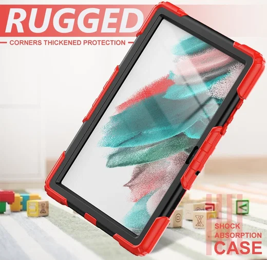Samsung Galaxy Tab A8 Hoes met Screen Protector en Handriem Rood afbeelding 7