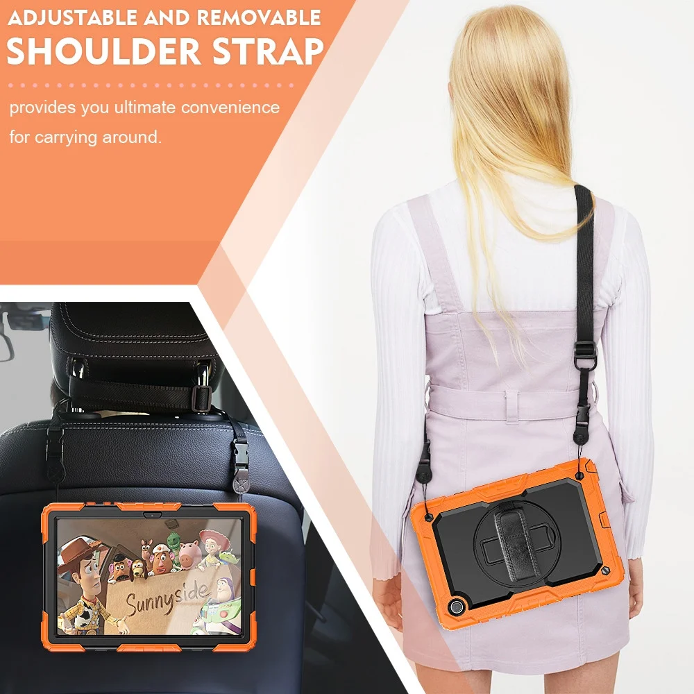 Samsung Galaxy Tab A8 Hoes met Screen Protector en Handriem Oranje afbeelding 7