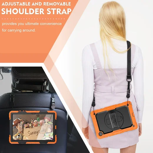 Samsung Galaxy Tab A8 Hoes met Screen Protector en Handriem Oranje afbeelding 7