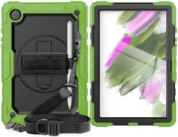 Samsung Galaxy Tab A8 Hoes met Screen Protector en Handriem Groen afbeelding