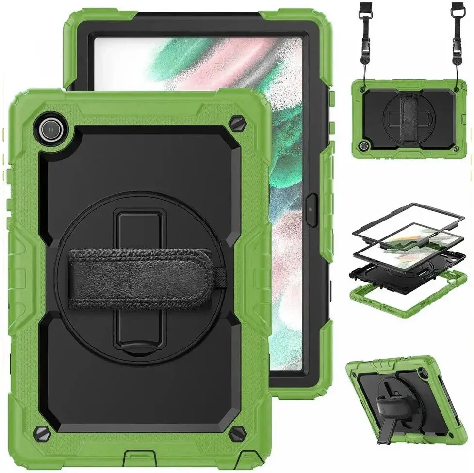 Samsung Galaxy Tab A8 Hoes met Screen Protector en Handriem Groen afbeelding 2