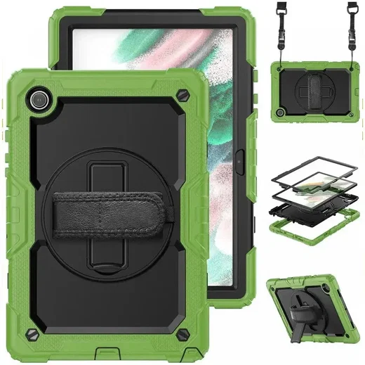 Samsung Galaxy Tab A8 Hoes met Screen Protector en Handriem Groen afbeelding 2