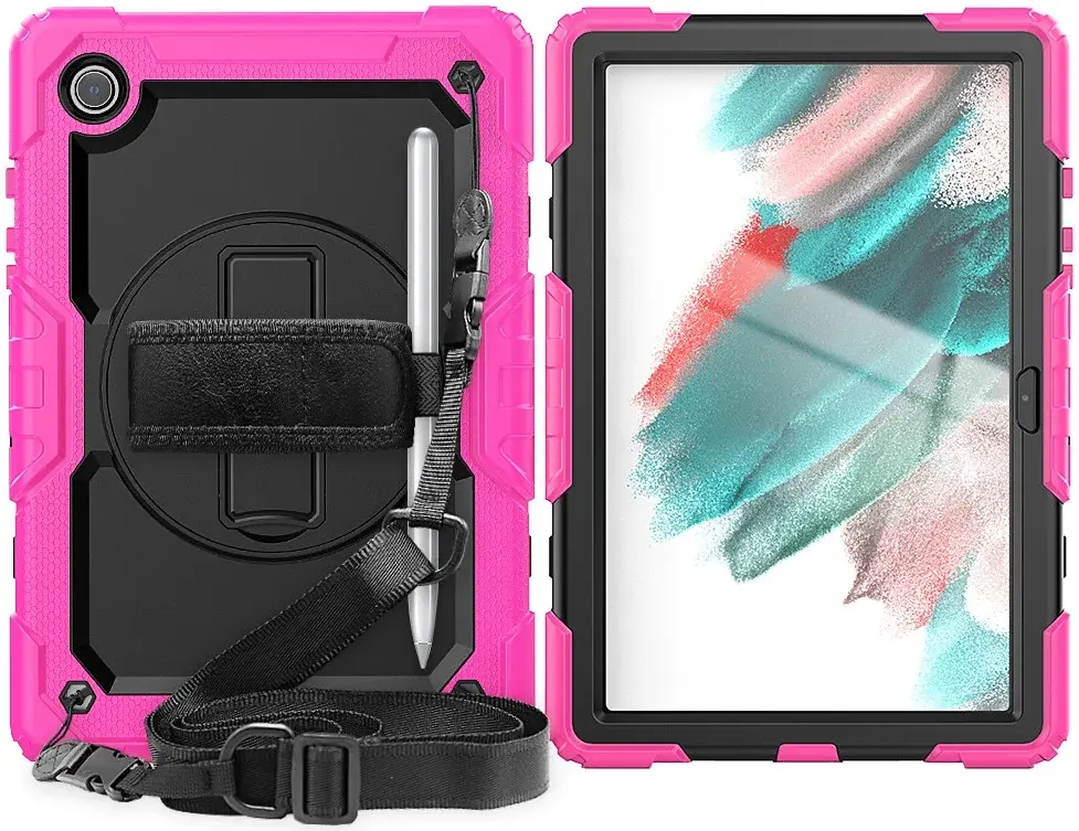 Samsung Galaxy Tab A8 Hoes met Screen Protector en Handriem Roze afbeelding 1