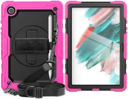 Samsung Galaxy Tab A8 Hoes met Screen Protector en Handriem Roze afbeelding