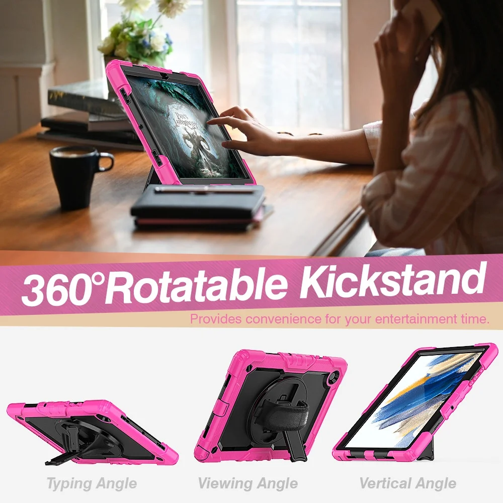 Samsung Galaxy Tab A8 Hoes met Screen Protector en Handriem Roze afbeelding 5