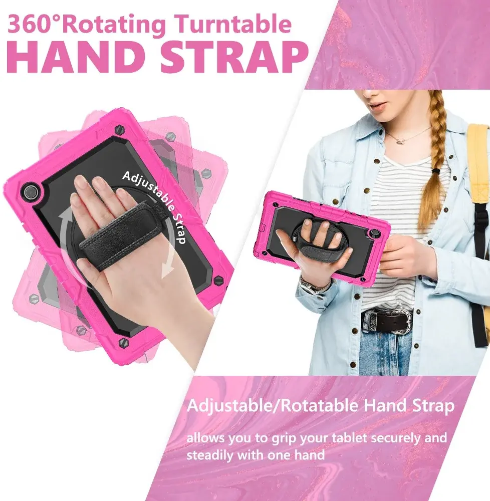Samsung Galaxy Tab A8 Hoes met Screen Protector en Handriem Roze afbeelding 6