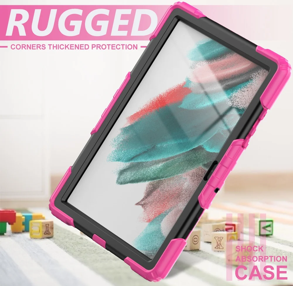 Samsung Galaxy Tab A8 Hoes met Screen Protector en Handriem Roze afbeelding 8