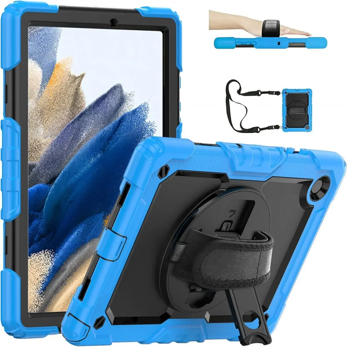 Samsung Galaxy Tab A8 Hoes met Screen Protector en Handriem Lichtblauw afbeelding 9