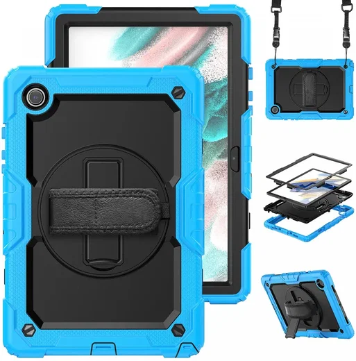 Samsung Galaxy Tab A8 Hoes met Screen Protector en Handriem Lichtblauw afbeelding 2