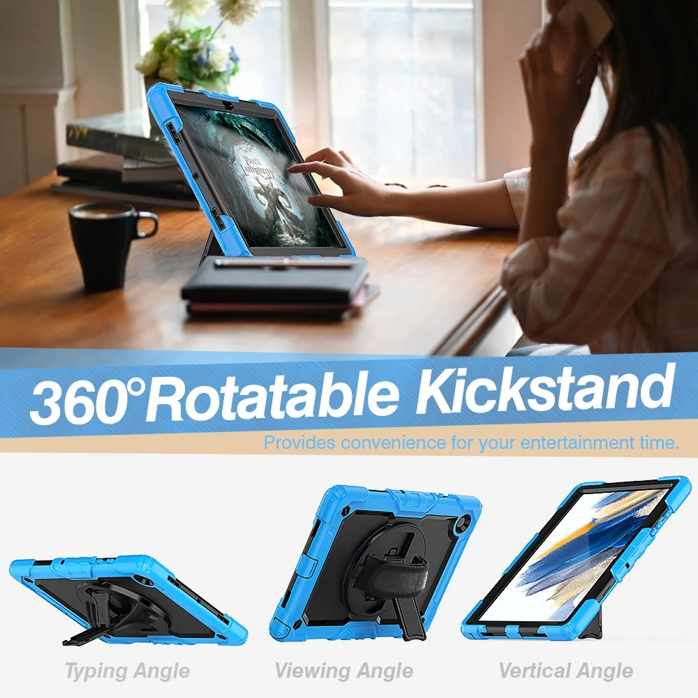 Samsung Galaxy Tab A8 Hoes met Screen Protector en Handriem Lichtblauw afbeelding 5