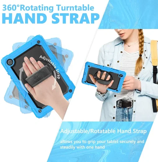 Samsung Galaxy Tab A8 Hoes met Screen Protector en Handriem Lichtblauw afbeelding 7