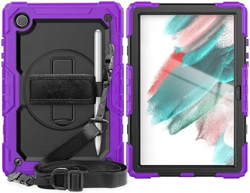 Samsung Galaxy Tab A8 Hoes met Screen Protector en Handriem Paars