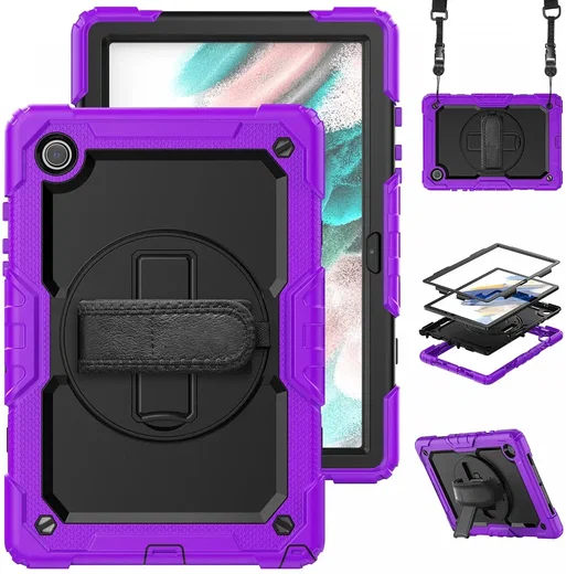 Samsung Galaxy Tab A8 Hoes met Screen Protector en Handriem Paars afbeelding 2
