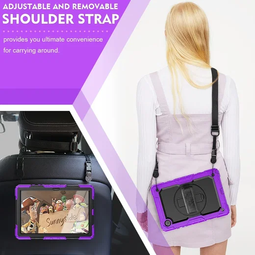 Samsung Galaxy Tab A8 Hoes met Screen Protector en Handriem Paars afbeelding 6